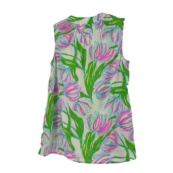 Lilly Pulitzer Silk Top Houston Ring The Bellboy Size XS Tulip Preppy Sleeveless - Picture 11 of 11